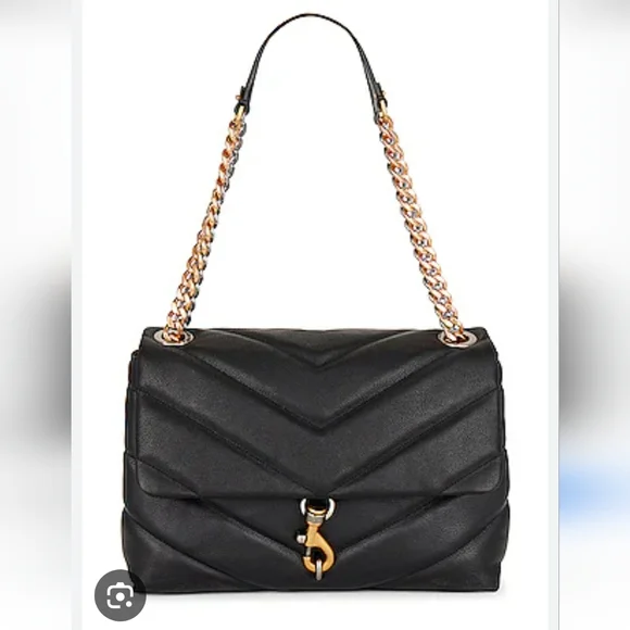 Rebecca Minkoff NWT 2 Faced Edie Black Maxi Quilted Chain Crossbody/Shoulder Bag - Picture 15 of 16